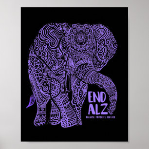 Affiche Eléphant pourpre Alzheimer Sensibilisation Vêtemen