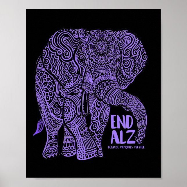 Affiche Eléphant pourpre Alzheimer Sensibilisation Vêtemen (Devant)