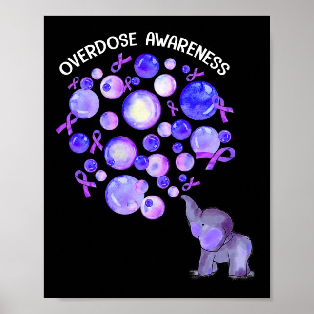 Affiche Eléphant Poussant Des Lons Violets Surdose (Devant)