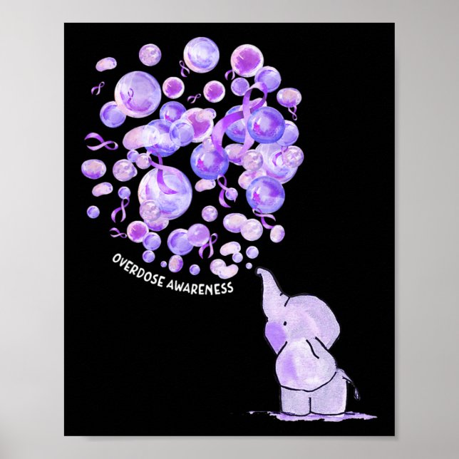 Affiche Eléphant Poussant Des Lons Violets Surdose (Devant)