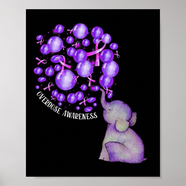 Affiche Eléphant Poussant Des Lons Violets Surdose (Devant)