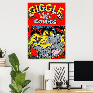 Affiche Éléphant Rigolard Animal Bandes Dessinées Vintage