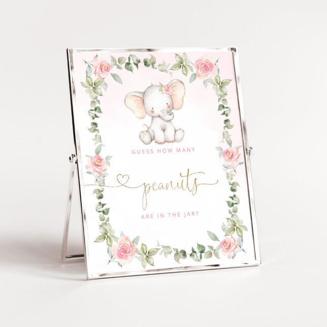 Affiche Eléphant rose vif Devine combien d'arachides Poste (Créateur téléchargé)