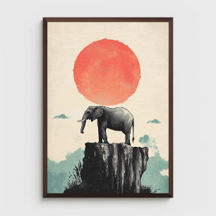 Affiche Éléphant sur rocher animal nature faune esthétique