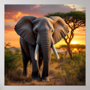 Affiche Eléphant taureau africain
