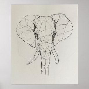Affiche Eléphant Tête minimaliste