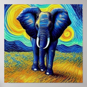 Affiche Éléphant Van Gogh  