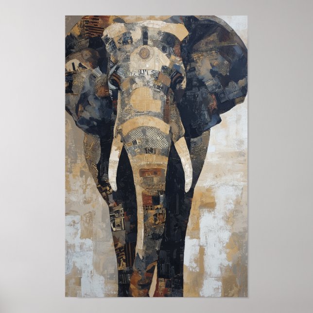 Affiche Elephant with Benin designs on body (Devant)