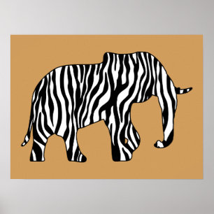 Affiche Elephant with Zebra Stripes + your ideas