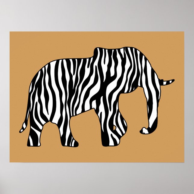 Affiche Elephant with Zebra Stripes + your ideas (Devant)