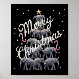 Affiche Elephant Xmas Arbre Eléphant Arbre de Noël Mariage