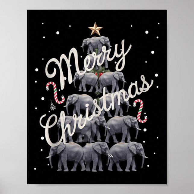 Affiche Elephant Xmas Arbre Eléphant Arbre de Noël Mariage (Devant)