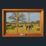 Affiche Eléphants Africains 6 Volet Fenêtre en Bois Illusi<br><div class="desc">Illusion de fenêtre - African Elephant Scene Améliorer le décor de n'importe quelle chambre avec ce faux poster de fenêtre pittoresque. L'affiche crée l'illusion d'avoir une fenêtre dans votre mur. Cette fausse affiche de fenêtre offre une vue réaliste d'un troupeau d'éléphants africains qui passe devant votre fenêtre. L'oeuvre originale est...</div>