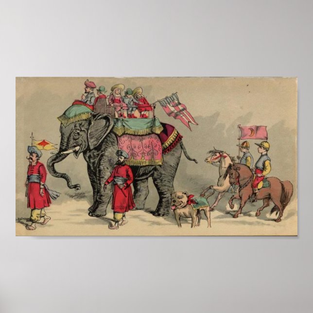 Affiche Éléphants de cirque et chevaux (Devant)