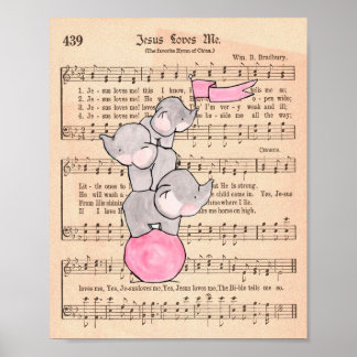 Affiche Éléphants en équilibre sur une balle Musique Art d
