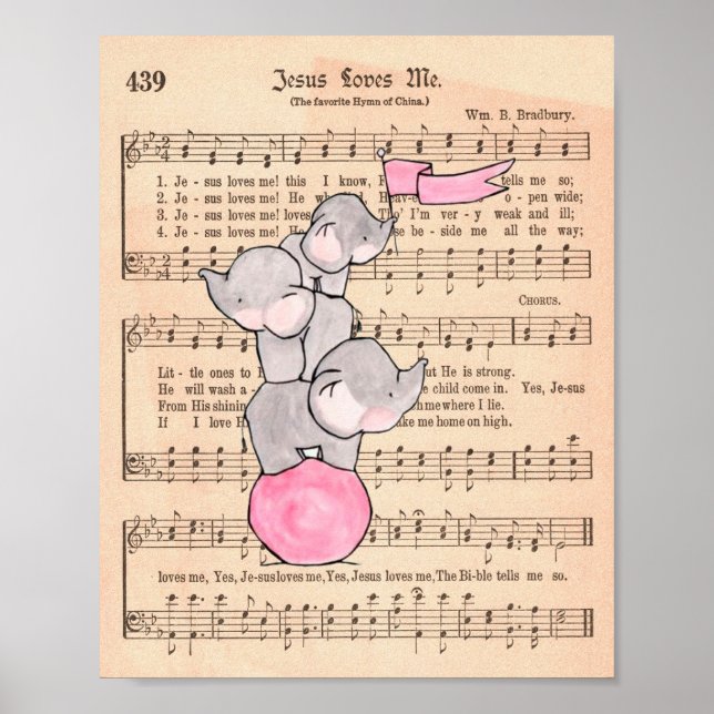 Affiche Éléphants en équilibre sur une musique de ball pou (Devant)