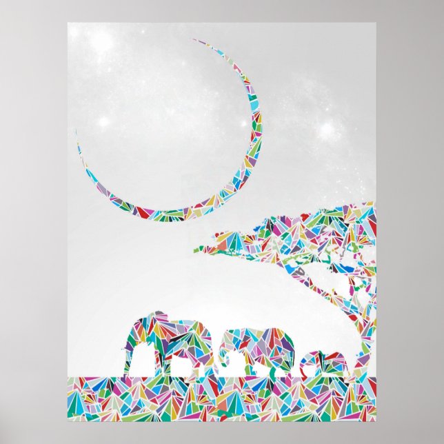 Affiche Eléphants sur la Savannah (Devant)