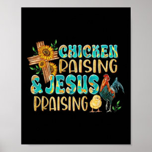 Affiche Élevage de poulet &amp; Jésus Louant Christian Far