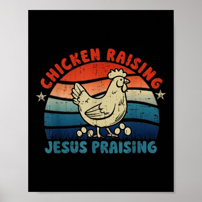 Affiche Élevage de poulets &amp; Jésus Louer (Devant)
