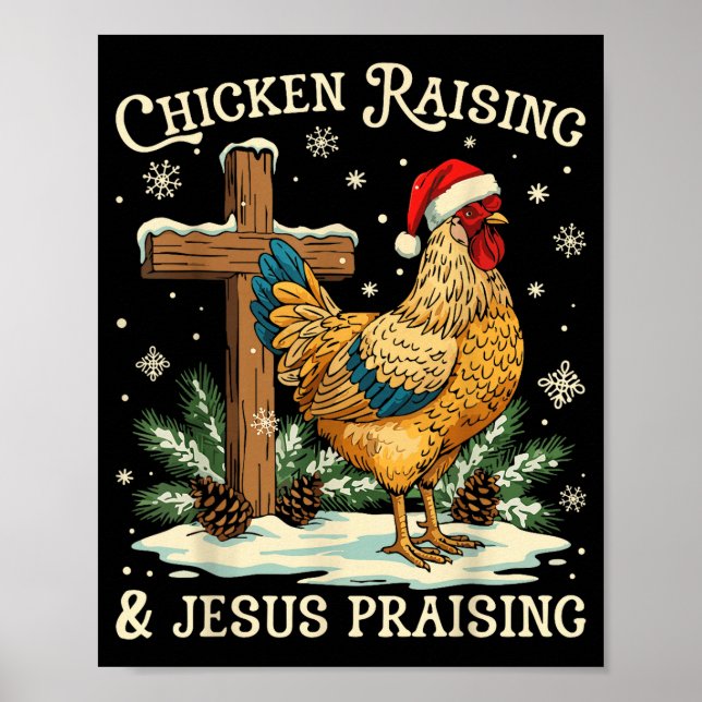 Affiche Élevage de poulets et Noël louant Jésus Fai (Devant)