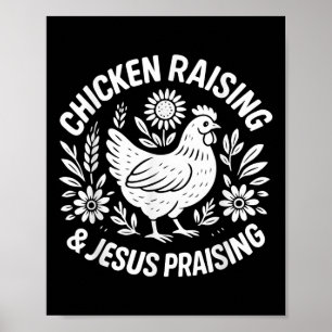 Affiche Élevage de poulets Jésus Louer Funny Farm Christia