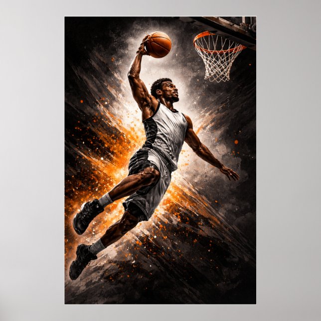 Affiche Élévation Implacable – Dunk Puissant de Basket (Devant)