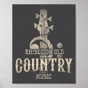 Affiche Élevé à la vieille musique country 80s 90s vintage