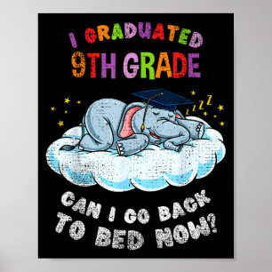 Affiche Élève éléphant de 9e année diplômé drôle