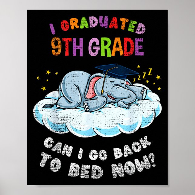 Affiche Élève éléphant de 9e année diplômé drôle (Devant)
