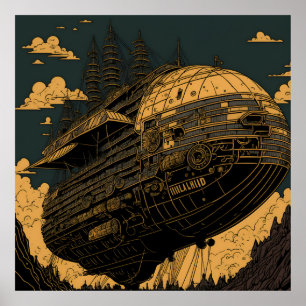 Affiche Elevé : Majestic Steampunk Airship