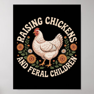 Affiche Élever des poulets et des enfants sauvages