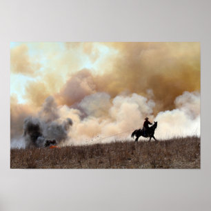 Affiche Éleveur de bétail du Kansas lançant un incendie co