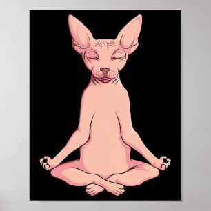 Affiche Éleveur de méditation de yoga de chat Sphynx sans