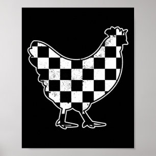 Affiche Éleveur de poulets à carreaux Course de voiture po