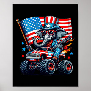 Affiche Eleveur d'éléphants Drapeau américain Patriotique