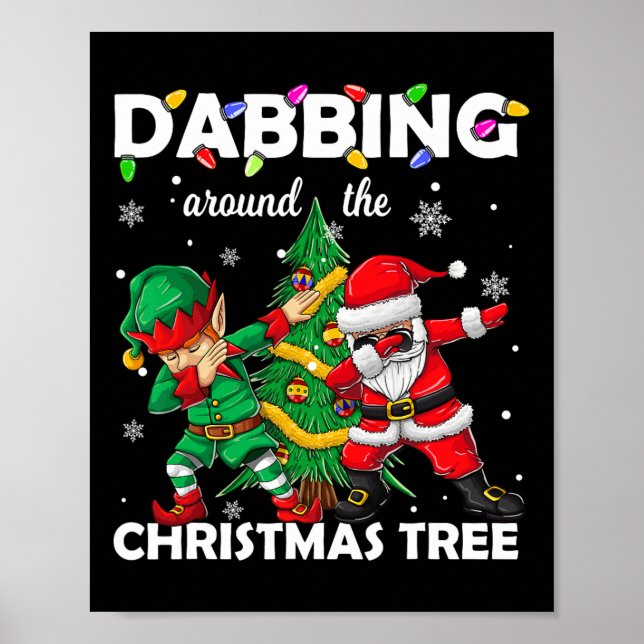 Affiche Elf &amp ; Dabbing Père Noël Kids Boys Men Claus D (Devant)
