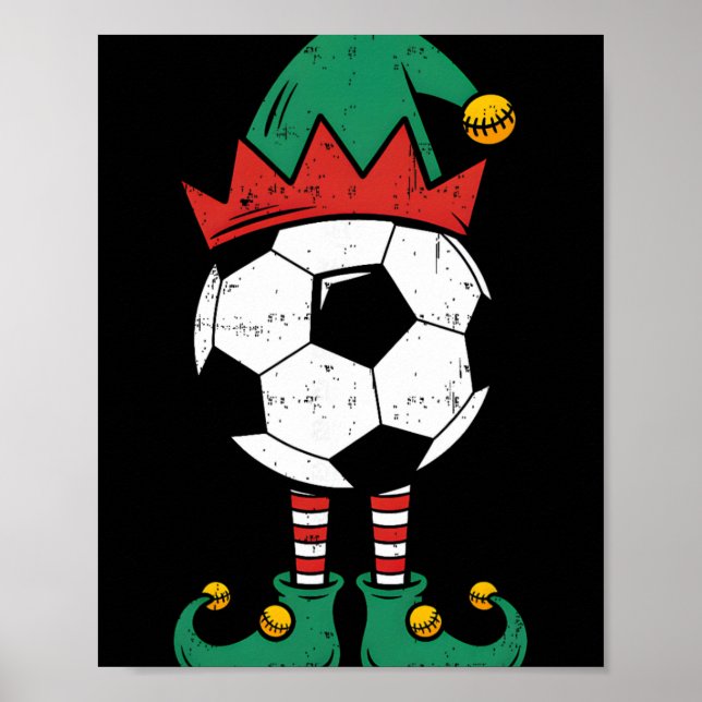 Affiche Elf de foot de Noël Drôle de Noël Elf Amateur de f (Devant)