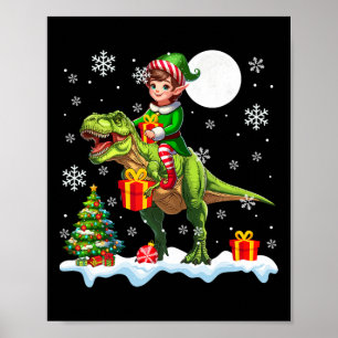Affiche Elf équitation T-rex sapin de Noël Lumières coloré