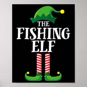 Affiche Elf pêcheur groupe familial assorti fête de Noël