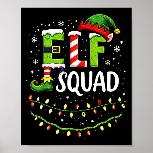 Affiche Elf Squad Christmas Lights Matching Holiday Crew  (Devant)