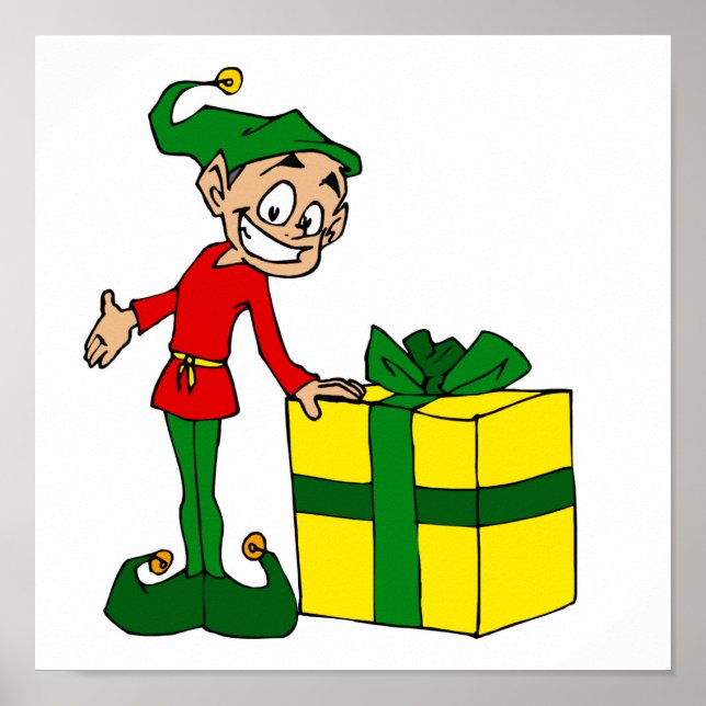 Affiche elfe avec paquet (Devant)