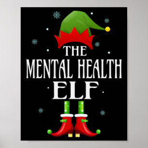 Affiche Elfe de la santé mentale Noël Famille drôle assort