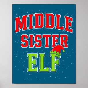 Affiche Elfe de la sœur du milieu Noël Famille Groupe de c