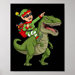 Affiche Elfe de Noël équitation Dinosaur T Rex Garçons Enf