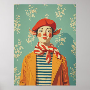 Affiche Elfe de Noël rétro Whimsical