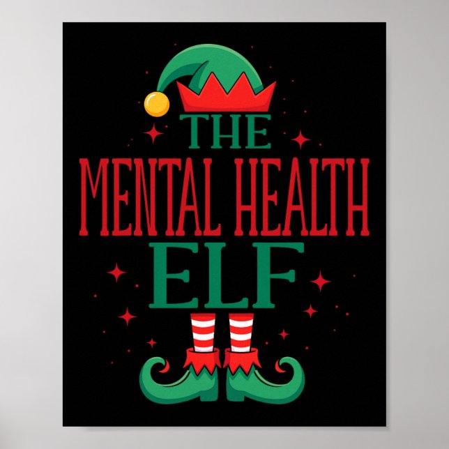 Affiche Elfe drôle de santé mentale Noël Vacances pour les (Devant)