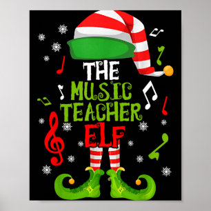 Affiche Elfe Professeur de Musique Noël Famille Assortie X