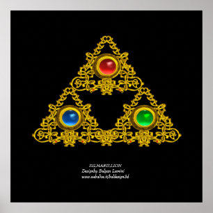 AFFICHE ELFIC TALISMAN / GOLD TRIANGLE AVEC GEMSTONES
