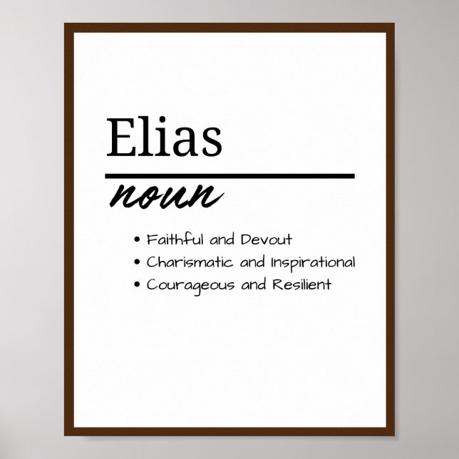 Affiche Elias, Garçon Personnalisé Nom Définition (Devant)