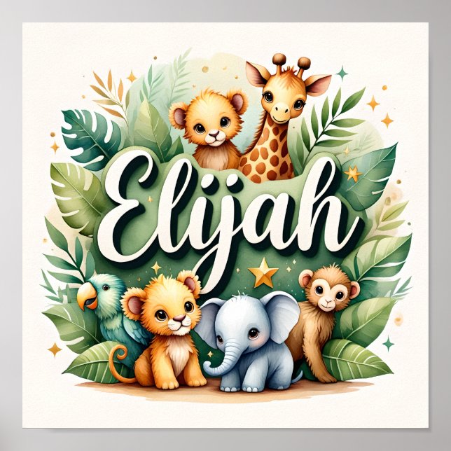 Affiche Elijah Safari Nursery Wall Art (Devant)